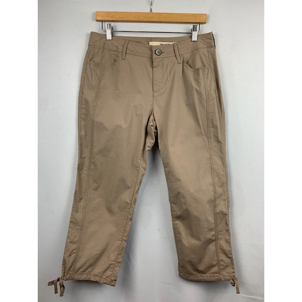 DKNY Jeans Womens Beige Capri Pants With Tie Hem - Size 6